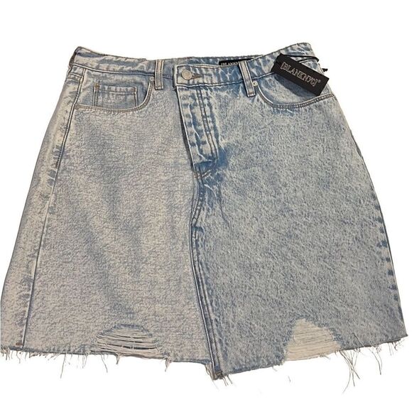Blank NYC Denim Distressed Raw Hem Pockets Skirt Size 30 NWT - Picture 2 of 11